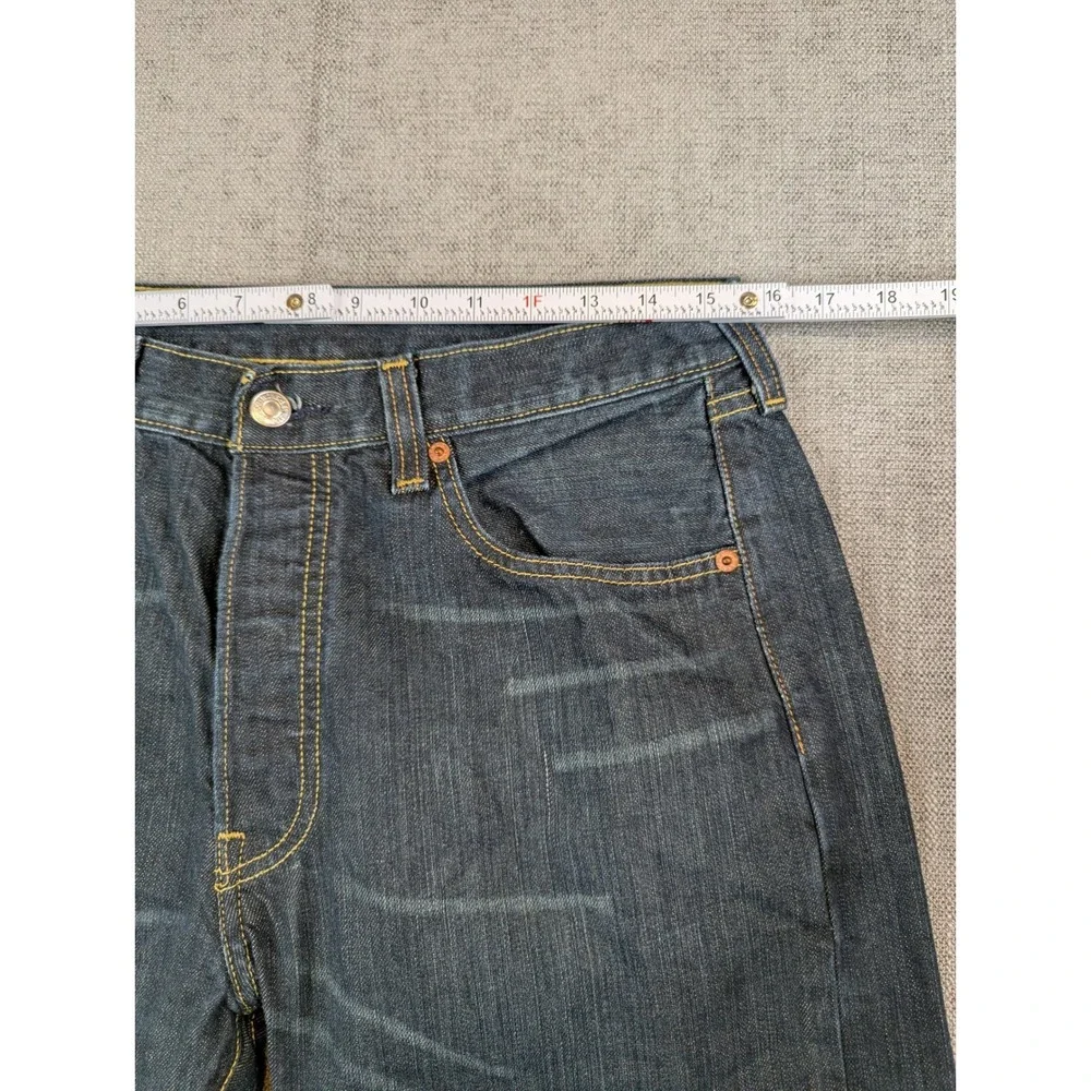 Levis 501 Jeans Mens Sz 33 (31x34) Blue Dark Wash Straight Fit Denim Button Fly